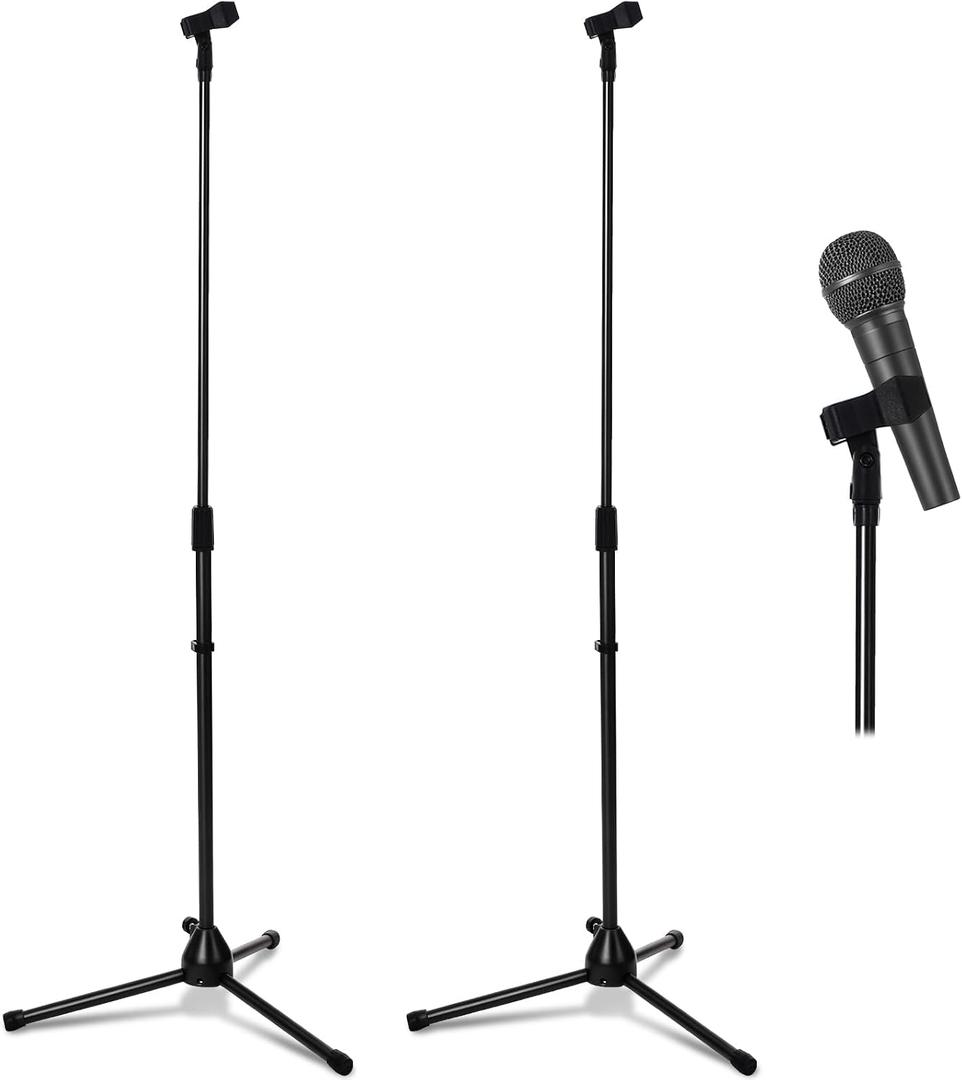 Xuhal 2 Pack Microphone Tripod Stand,Mic Clip
Adjustable Height Speech Universal Floor Standing for Singing Live Stream Stage, Total Height 60"