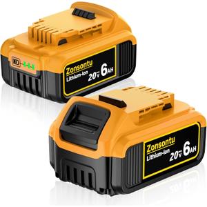 2Pack 20V 6.0Ah Max Battery Compatible with Dewalt DCB200 DCD/DCF/DCG Series Cordless Power Tools and Chargers(Non Original Battery)