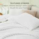 Bedsure Comforter Set Queen Size - GentleSoft 3 Pieces Double-Side Fleece Fluffy Bright White Comforter Set, Cozy Striped Room Decor Aesthetic, Luxury Bedding Queen Size, 2 Pillowcases, 90x90 Inches
