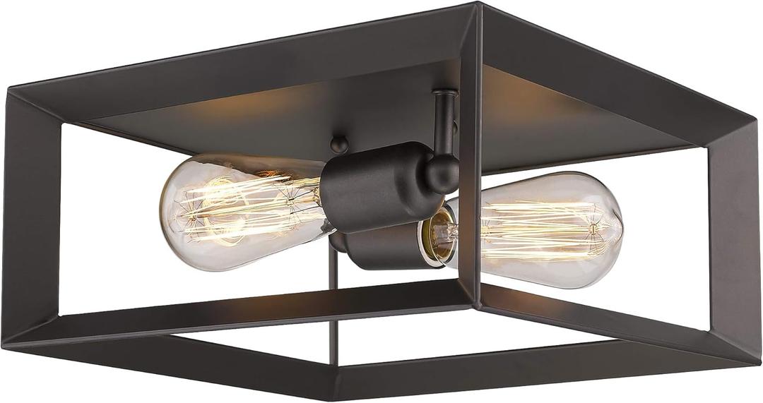 Emliviar 2-Light Ceiling Light, 12" Flush Mount Ceiling Lighting Fixture, Oil Rubbed Bronze Finish, 3040-2 ORB