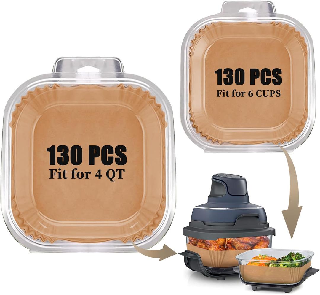 Air Fryer Liners Disposable for Ninja Crispi, 260 PCS Parchment Paper for Ninja Crispi 4-in-1 Portable Glass Air Fryer Cooking System, Non-Stick Airfryer Parchment Paper Liners for Ninja Crispy