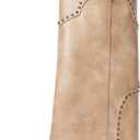 Women Shark Boots Knee High Cowboy Cowgirl Fold Over Chunky Heel Snip Toe Pull On Studded Boots for Women 8