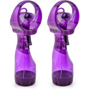 O2COOL Deluxe Handheld Battery Powered Water Misting Fan (Purple) 2 Pack