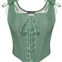 Scarlet Darkness Women's Renaissance Corset Tops Vintage Lace Up Overbust Bustier Bodice Bean Green, Size 10