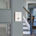Kwikset San Clemente Deadbolt Lock, Satin Nickel Rectangle Exterior Keyed Front Entry Door, Pick Resistant SmartKey Rekey Security, Single Cylinder Dead Bolt, with Microban Protection
