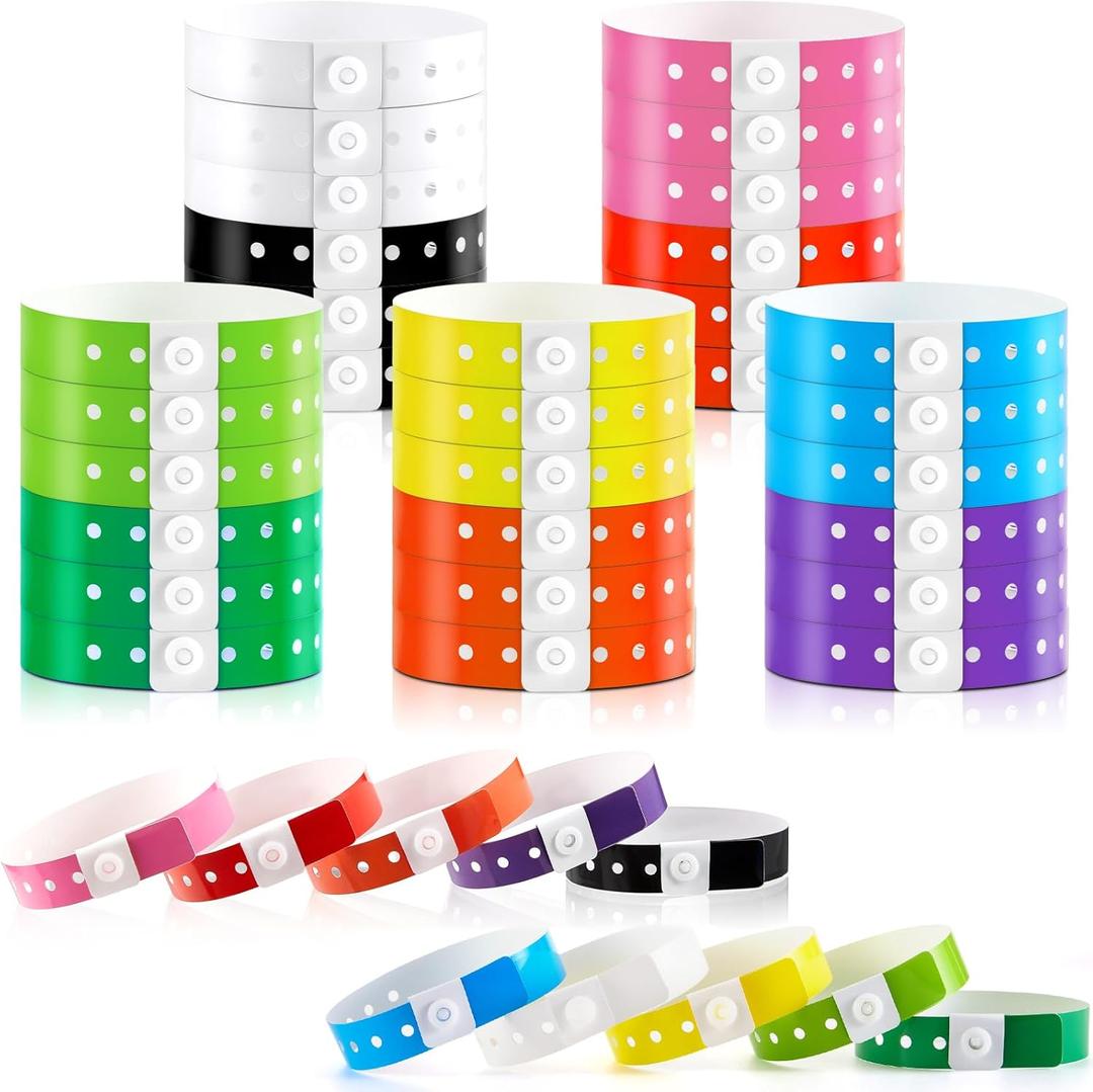 Henoyso 300 Pcs Plastic Wristbands for Events Vinyl Plastic Bracelet Wristbands Arm Band Identification for Party(Multicolor)