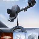Lamicall Phone Mount for Car [3-in-1 Military-Grade Suction Cup] 360 Rotation Phone Holders for Your Car [Metal Hook] Cell Phone Car Mount Dashboard Vent Windshield All Smartphone LeatherGrain