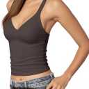 MANGOPOP Women's Ribbed Tank Tops V Neck Racerback Camisole Summer Slim Fit Workout Sleeveless 2026 Trendy Top (Black, S)