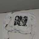 SweatyRocks Women's Y2k Graphic Crop Tops Off Shoulder Long Sleeve Fitted Vintage T Shirts M