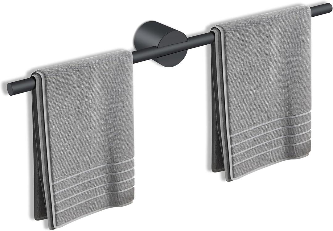 Adjustable Length Stainless Steel Towel Rack - 18-24 Inch Fit, 26.4 Inch Total Length - Matte Black 304 Stainless Steel Towel bar for Bathroom & Kitchen