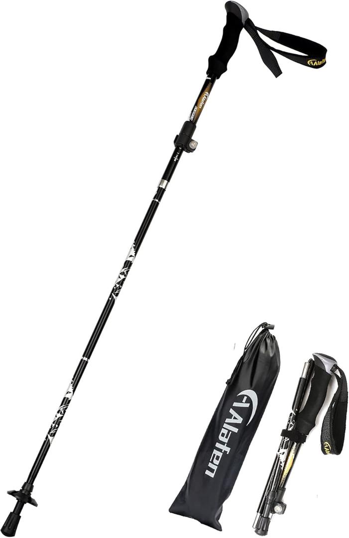 A ALAFEN Aluminum Collapsible Ultralight Travel Trekking Hiking Pole for Men and Women (Fits 5'3" - 6'2")