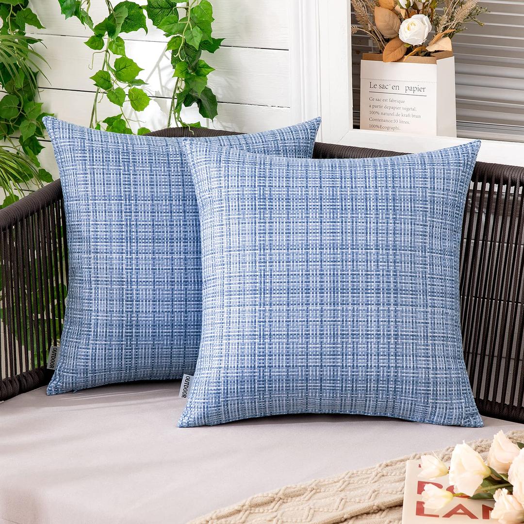 MIULEE Outdoor Waterproof Throw Pillow Covers Decorative Farmhouse Water Resistant Cushion Covers for Tent Patio Garden Couch Sofa Pack of 2, 20x20 Inch