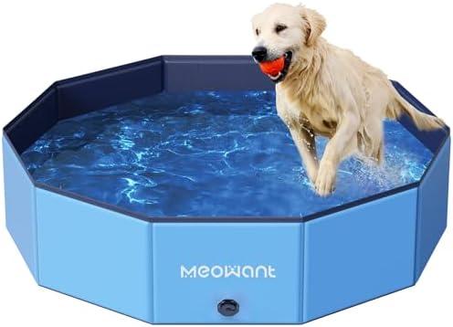 Meowant Foldable Dog Pool, Hard Plastic Dog Swimming Pools for Large Dogs, Collapsible Plastic Kid Pet Pool, Portable Bathing Tub Kiddie Pool for Dogs (L-48'' × 12'')