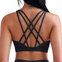 RUNNING GIRL Sports Bras for Women, Medium-High Impact Running Strappy Sports Bra with Removable Pads (XX-Large, Black)