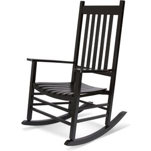 Shine Company Vermont Porch Rocker, High Back Wood Rocking Chair, Black (1-Pack)