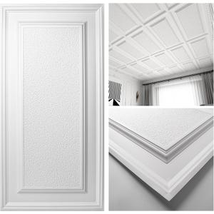 Art3d Drop Ceiling Tiles 24x48 inch White (12-Pack, 96 Sq.ft), 3D Wainscoting Panels Glue Up 2x4 FT, Matt White 