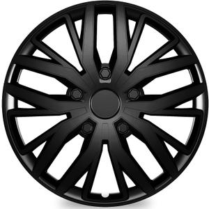 TangMiGe 4 Pack Universal Hubcaps Replacement R16 Wheel Covers, Steel Wheel Rim Cover for Most Cars Sedans SUV Trucks, 16" 16 in inch Hub Caps (Bright Black Color, 16 inch)