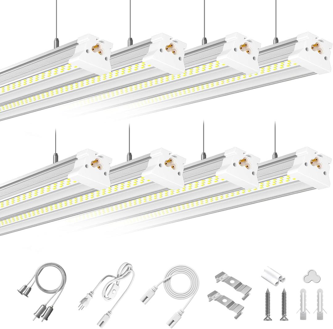 ONLYLUX LED Shop Lights 8ft, 100W 15000LM 6500K Cold White, Upgrade Linkable Widen Thicken Garage Lights, Hanging or Surface Mount, Plug and Play, 8ft LED Shop Light (8 Pack)