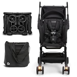 Munchkin Night Owl Lightweight Travel Stroller with Wheel Lights, Ultra Compact Baby Stroller for Everyday Travel and Easy Storage, Essential Gear for Babies & Toddlers, Black