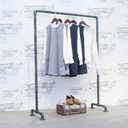 MBQQ Industrial Pipe Clothing Rack, Vintage Commercial Grade Pipe Clothes Racks, Rolling Rack for Hanging Clothes Retail Display, Heavy Duty Steampunk Iron Garment Racks, 43.3 inch, Retro Black