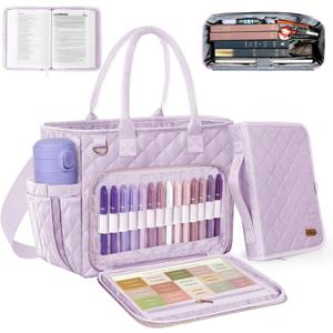 BellaHold Large Bible Bag with Bible Cover Case for Women, Church Bag with Shoulder Strap, Quilted Bible Cover for Bible Study Supplies, a Christian Gift for Women, Light Purple
