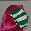 5Pcs Strawberry Cosplay Accessories with Long Hot Pink Wig, Strawberry Hat and Socks for Women Halloween Costume