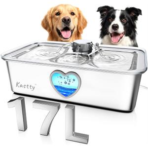 Kastty 4.5Gal/17L Stainless Steel Dog Water Fountain for Pets, Inside, FS87