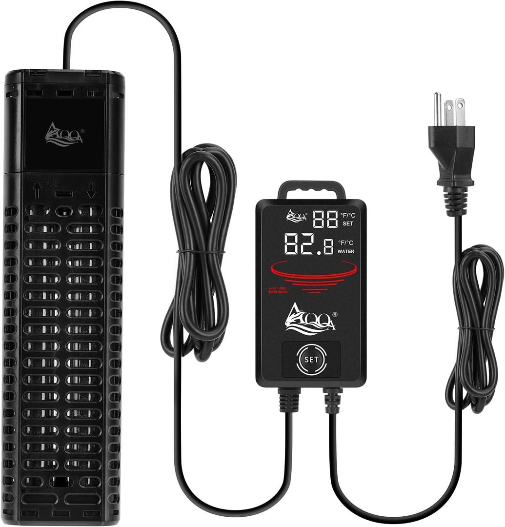 AQQA Aquarium Heater,300W 500W 800W 1000W 1200W Fish Tank Heater,59-93 Submersible Intelligence Aquarium Heater with Over-Temperature Dry Burning Protection 1200W to 155-265 Gallon