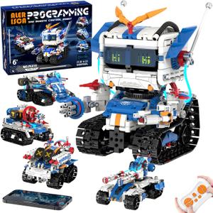 5in1 STEM Robot Building Kits for Kids 6-12, App & Remote Control STEM Car Tank Truck Robot Building Toys for Kids Science Learning, 800Pcs DIY Building Sets Erector Sets Gifts for Boys Girls