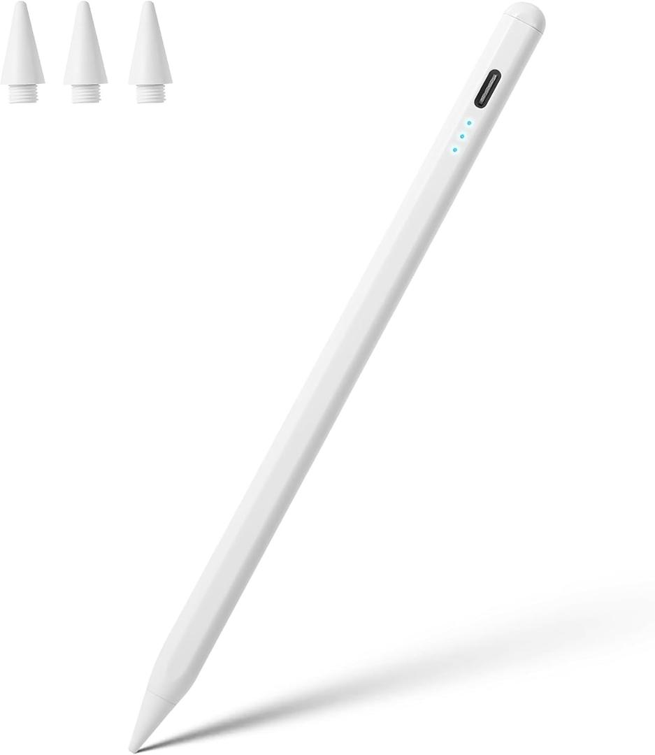 Stylus Pen for iPad A16 11th 10th 9th 8th 7th 6th Generation, iPad Pro 12.9 11 13 inch M4, iPad Air M3 M2 5th 4th 3rd Gen, iPad Mini A17 Pro 7 6 5, for Apple Pencil Pro 1st 2nd Gen Alternative (White)