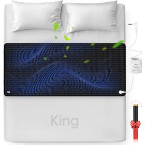 FENBAS Grounding Mat for Bed, Enjoy The Grounding Effect Indoors, for Better Sleep, Pain and Stress Relief, PU Grounding Mat Set Comes with Grounding Cord and Test Pen 27''78'' (King)