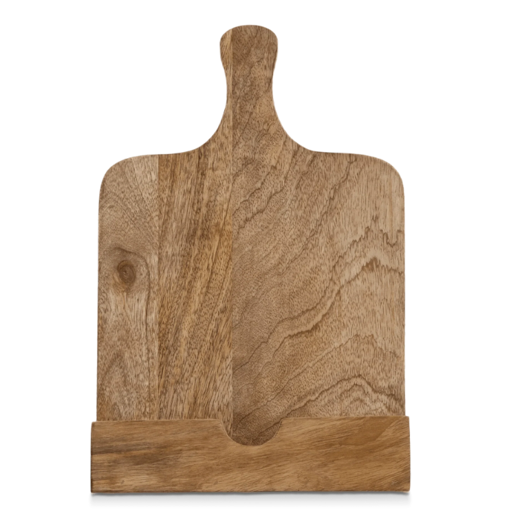 Wedding Gift Wooden Cookbook Stand Recipe Book Holder for Cooking Chopping Board Style Foldable Easel for Kitchen Textbook Tablet L 9.5 x B 1.5 x H 14 inches (White) Cooking Gifts