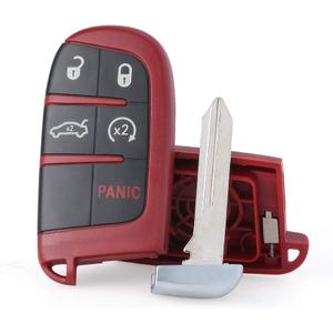 Keymall keyless Entry Replacement Red Remote Key Shell Case Blank 5B Fob for Dodge Challenger Charger Dart Durango, for Chrysler 300