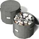 Vailando Shoe Organizer for Closet  Cylindrical Shoe Storage Organizer with Adjustable Dividers for Closet, Foldable Shoe Storage Box, Gray, 2Pack, Large