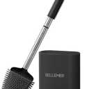 Sellemer Toilet Brush and Holder Set - Flexible Toilet Bowl Brush Head with Silicone Bristles, Compact Size for Storage and Organization, Ventilation Slots Base (1 Pack, Black)