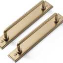 Goo-Ki 2 Pack 5'' Center to Center Champagne Bronze Cabinet Bar Pulls with Plaquette Backplate Modern Drawer Handles Closet Classic Home Kitchen Improvement Hardware