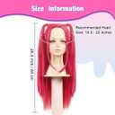 ColorGround Long Straight Hot Pink Cosplay Wig with 2 Ponytails for Halloween Party Costume (Hot Pink)