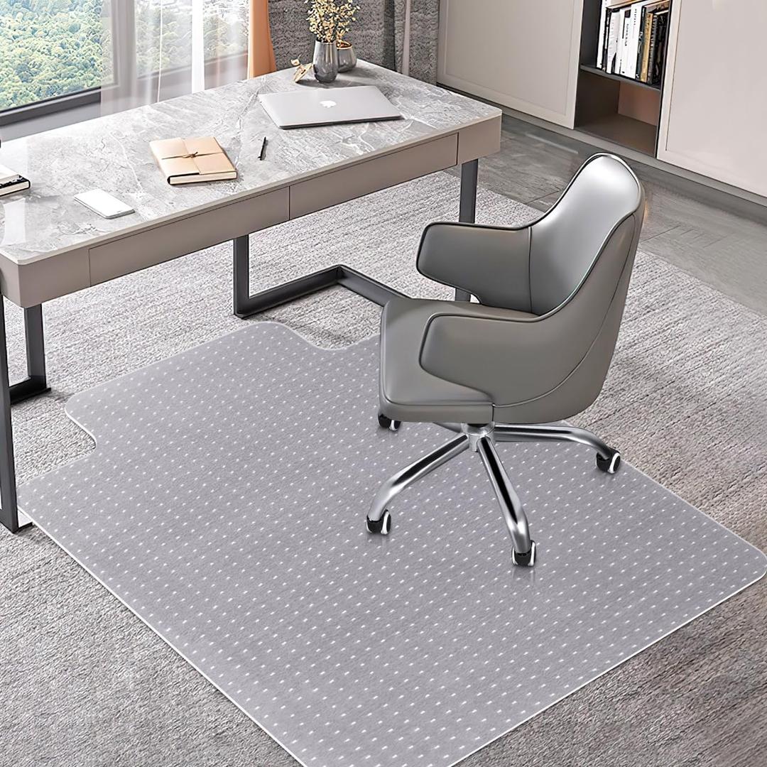 BesWin Office Chair Mat for Carpets, 30" x 48" Low Pile Carpet Protector Mat for Office Chair, Heavy Duty Computer Desk Floor Mat for Carpeted Floors, Easy Glide and Flat Without Curling, Transparent