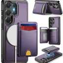 Usroom for Samsung Galaxy S25 Ultra Case Wallet Compatible with Magsafe, RFID Blocking Magnetic Card Holder 2 in 1 Detachable Kickstand Shockproof Phone Case for Galaxy S25 Ultra 6.9" Purple