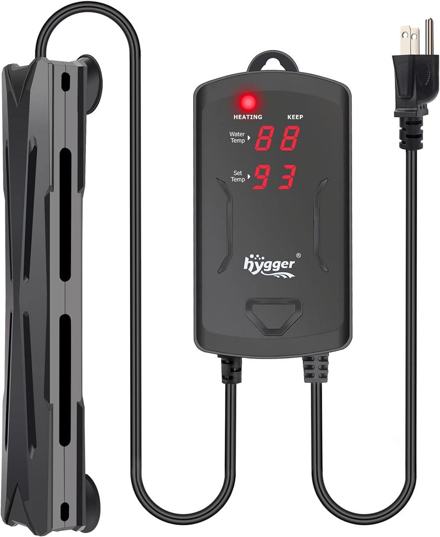 Hygger Submersible Aquarium Heater with External Controller & LED Display - 200W Fully Submerged Fish Tank Heater for Freshwater Saltwater - for 25 to 50 Gallon Tanks