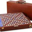 Solid Wood Deluxe Crossword Board Game with Rotating Board,Fold Design | Large Size Board,2 mm Raised Letter Grid,100 Letter Block,10 Blank Piece,4 Shelve,Scoreboard Set,Hourglassfor 2-4 Player