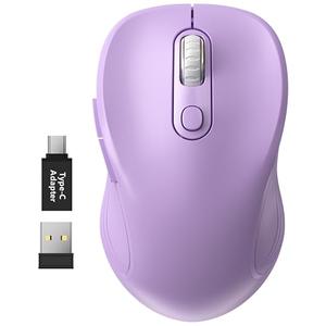 WisFox 2.4G Wireless Mouse for Laptop, Ergonomic Computer Mouse with USB Receiver and Type-C Adapter, 3 Adjustable Levels DPI, 6 Button Cordless Wireless Mice (Violate)