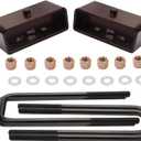 2'' Rear Leveling Lift Block Kits for 1999-2024 Silverado 1500 Sierra 1500 2wd/4wd with Extra Long Square Leaf Spring Axle U Bolts