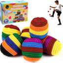3/6 Pack Knitted Footbag, Sand Filled Hacky Ball - Durable Handmade Kick Sack for Kids Adults Outdoor Game & Retro 90s Toy