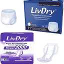 LivDry Adult 3XL Incontinence Underwear + Hyper 2000 Booster Pad Inserts for Men and Women | Extra Absorbency with Odor Control