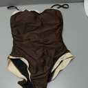 SUUKSESS Women One Piece Tummy Control Swimsuit Strapless Bandeau Bathing Suit (Brown, M)
