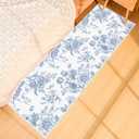 Blur Floral Runner Rug 2 x 6 ft Large Something Blue Before I Do Soft Washable Rug with Non Slip, Low Pile Stain Resistance Carpet for Entryway Hallway Kitchen Laundry Living Room