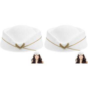 ibasenice Flight Attendant Hat White Stewardess Cosplay Cap for Women 7.87X7.08X6.29In Airline Costume Accessory for Parties and Stage Performances