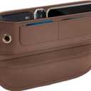 Premium Leather Car Seat Gap Filler Organizer, Universal Fit Accessories for Women/Men Interior, Center Console Organizer with Card Slots for Car, SUV, Truck (Brown, 1 Pack)