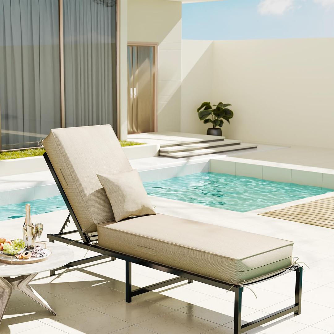AOFEITE 6'' Chaise Lounge Cushions Outdoor with Pillow Water Fade Resistant
